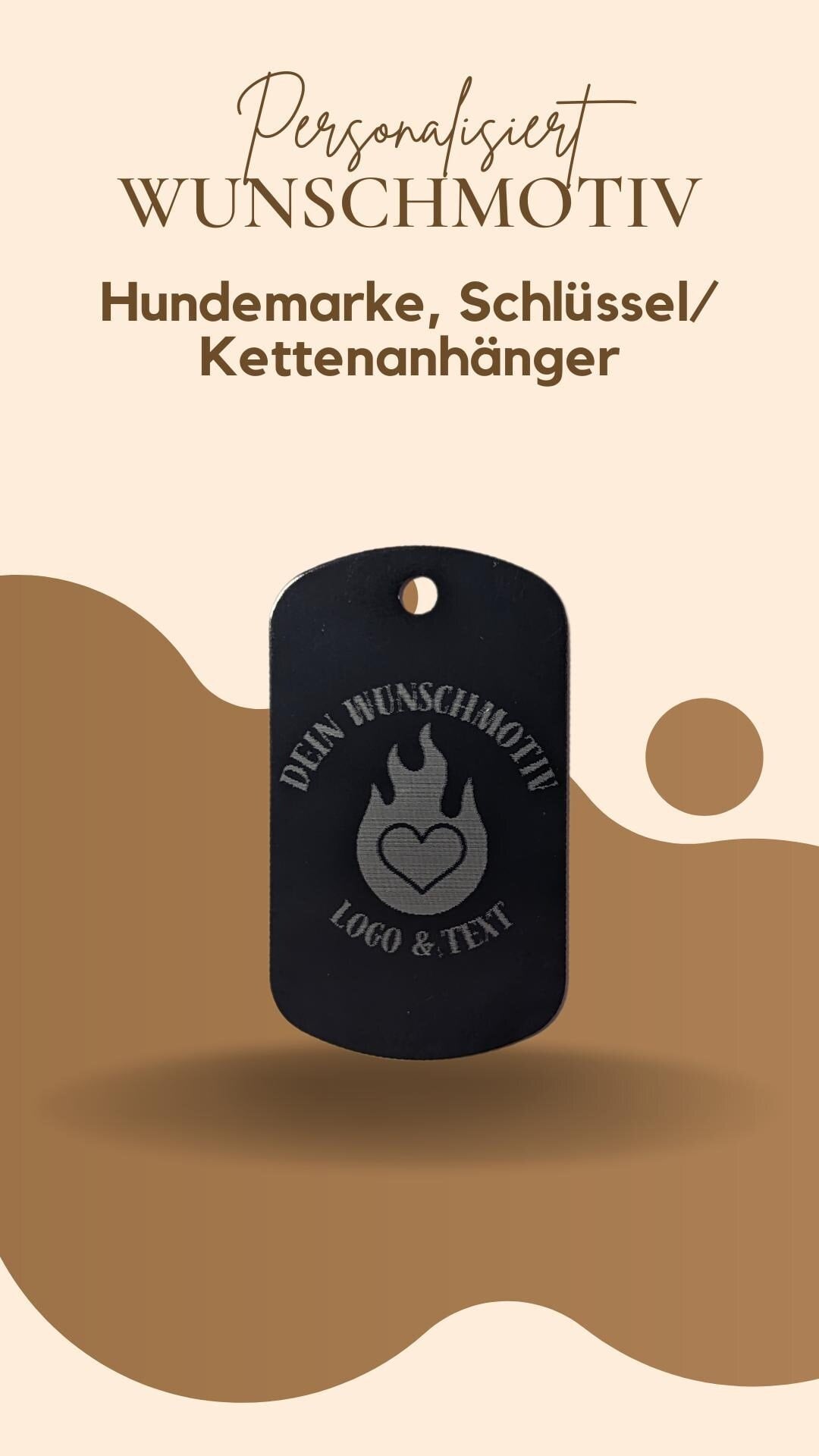Personalisierte Hundemarke / Tiermarke / Schlüsselanhänger aus Edelstahl – Gravur mit Wunschtext oder Logo