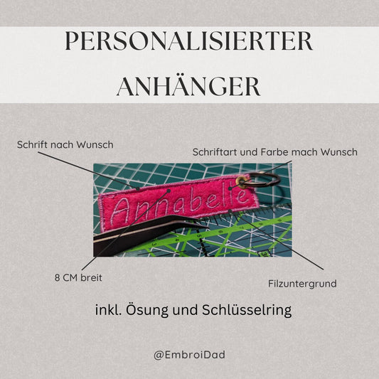 Einzigartiger Gestickter Schlüsselanhänger - Personalisiert für Dich!