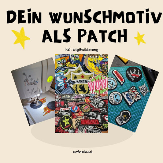 Gesticktes Patch nach Wunschmotiv - Bis zu 10 x 10 cm Anime/ Einschulung / Schultüte zum Bügeln oder Klett