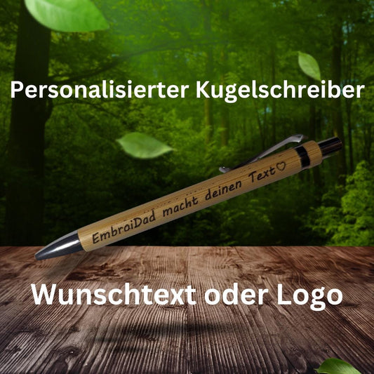 Personalisierter Bambus Kugelschreiber mit Gravur – Wunschtext oder Logo