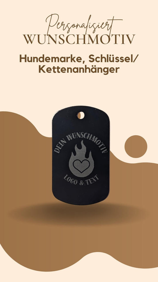 Personalisierte Hundemarke / Tiermarke / Schlüsselanhänger aus Edelstahl – Gravur mit Wunschtext oder Logo